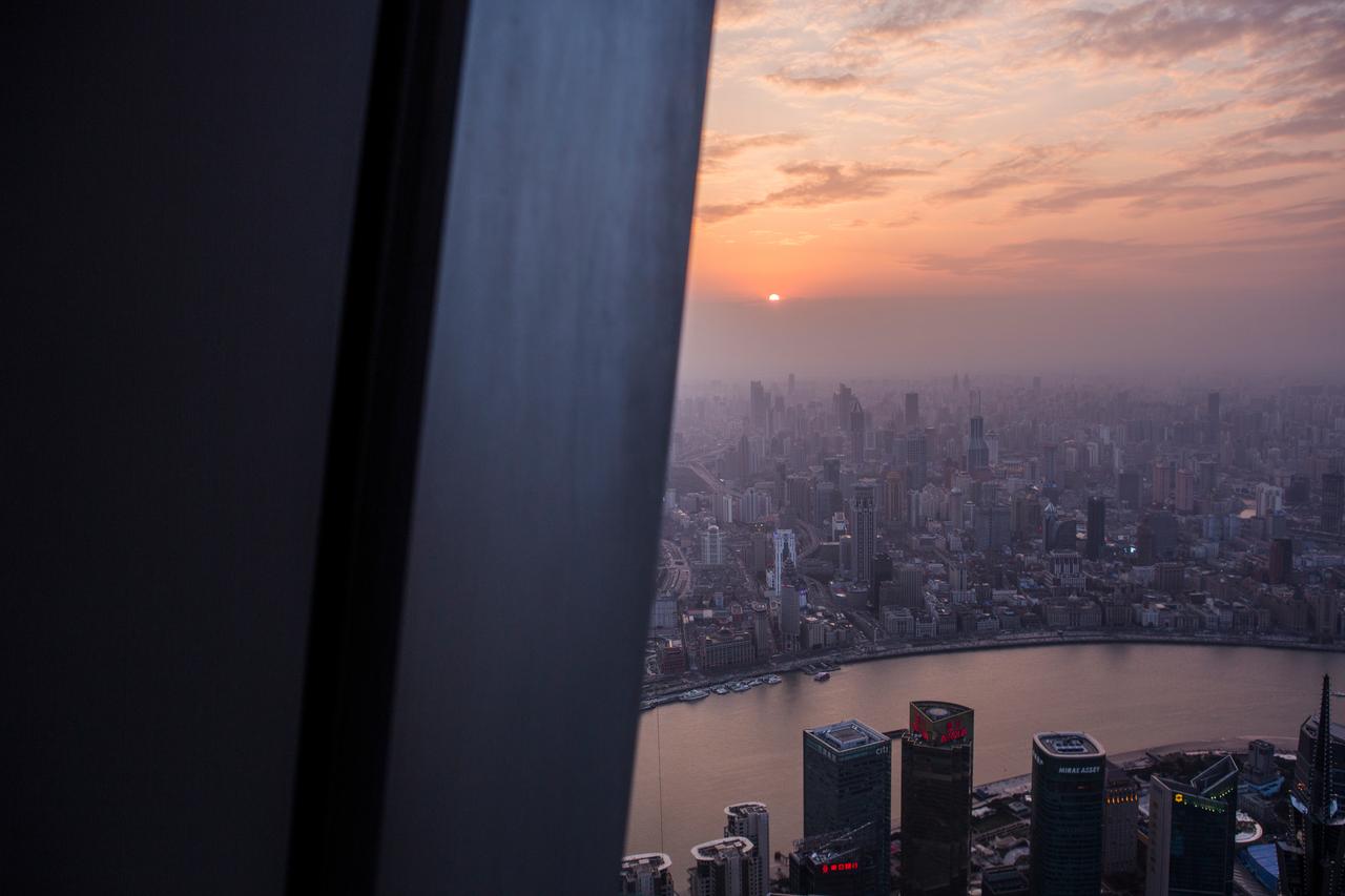 Shanghai skyline sunset 